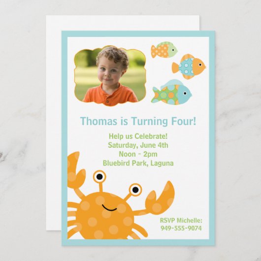 Party Einladung der Kindergeburtstag (Vorne/Hinten)