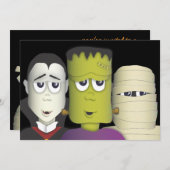 Party Einladung der kleinen Monster Halloween-Kost (Vorne/Hinten)