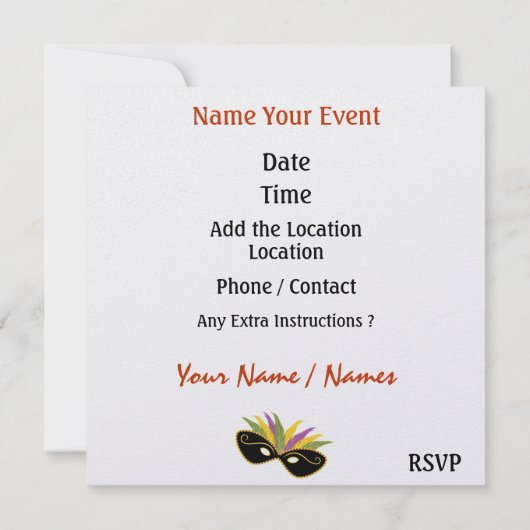 Party Einladung der Kostüme durch den SRF (Rückseite)