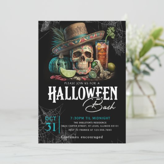 Party Einladung der krummen Adult Halloween Cockta (Stehend Vorderseite)