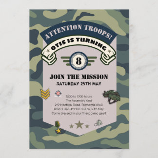 Party Einladung der Laserarmee, Camouflage Paintba