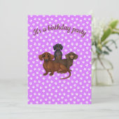 Party Einladung der lila Dackel (Stehend Vorderseite)