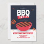 Party Einladung der modernen GRILLEN (Vorderseite)