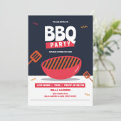 Party Einladung der modernen GRILLEN (Stehend Vorderseite)