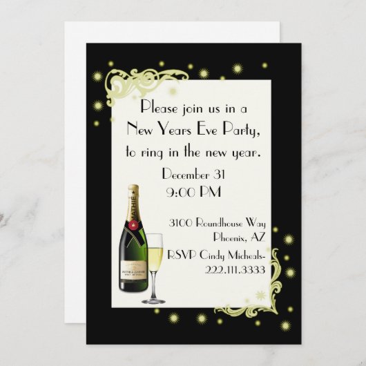Party Einladung der neuen Jahre (Vorne/Hinten)