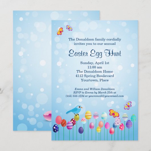Party Einladung der Ostergarteneier (Vorne/Hinten)