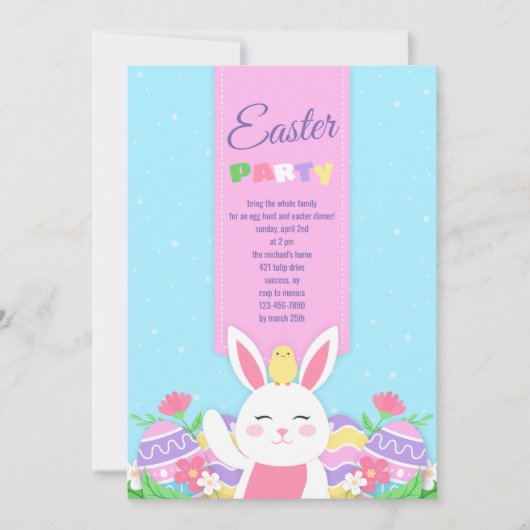 Party Einladung der Osterhase (Vorderseite)