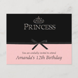 Party Einladung der Prinzessin in Schwarz und Rosa