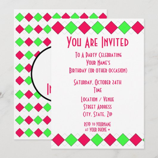 Party Einladung der Raute (Vorne/Hinten)