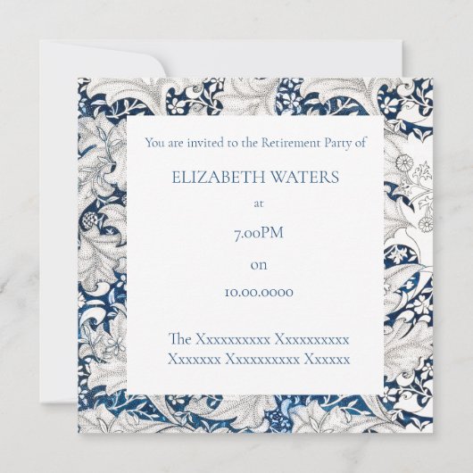 PARTY EINLADUNG DER RENTENRÜSTUNG: WILLIAM MORRIS  (Rückseite)