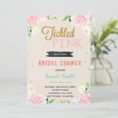Party Einladung der rosa Dusche des Tickle (Stehend Vorderseite)