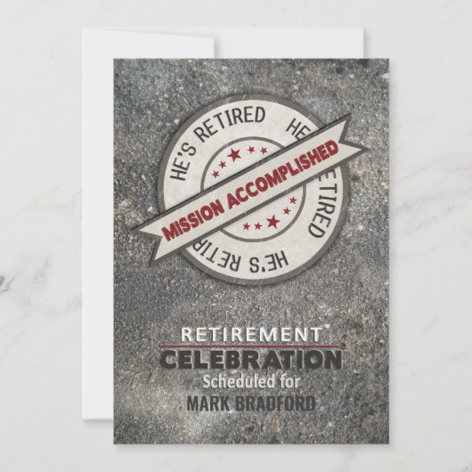 Party Einladung der Ruhestandsansprüche, Erledigun (Vorderseite)