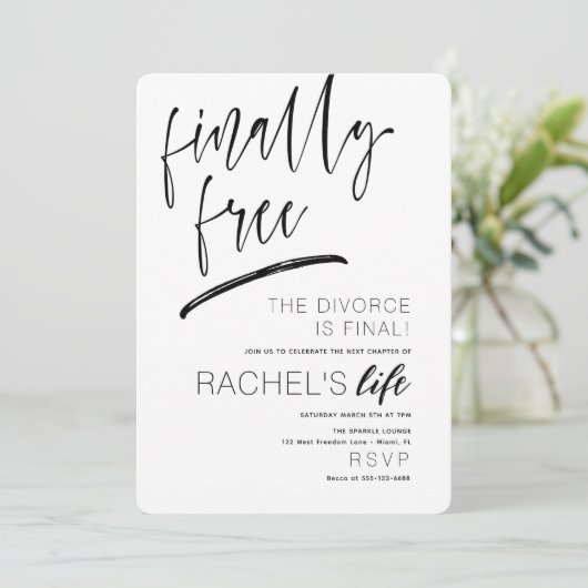 Party Einladung der Scheidung endlich frei (Stehend Vorderseite)