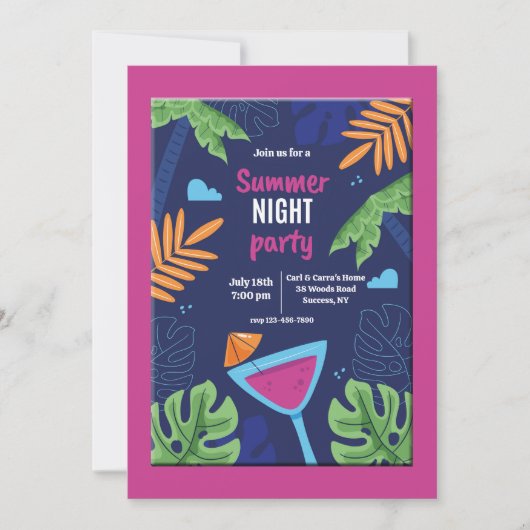 Party Einladung der Sommernacht (Vorderseite)
