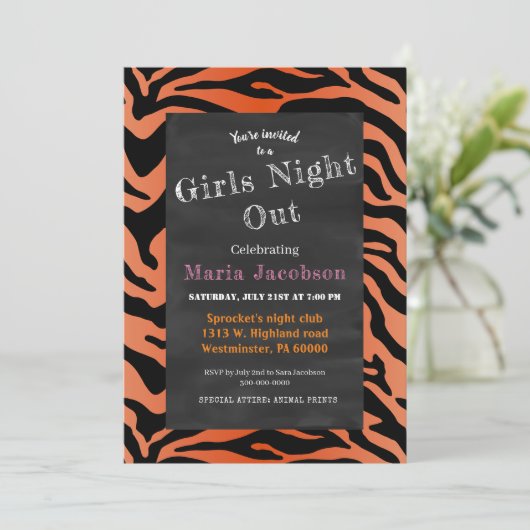 Party Einladung der Tiger-Streifen-Tafel (Stehend Vorderseite)