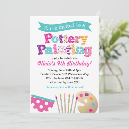 Party Einladung der Töpferkunst (Stehend Vorderseite)