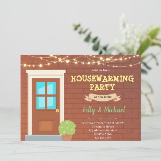 Party Einladung der Türwärmung (Stehend Vorderseite)