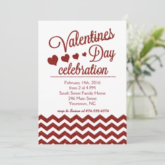 Party Einladung der Valentinstag (Stehend Vorderseite)