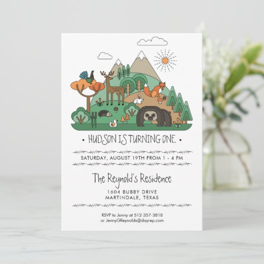 Party Einladung der Waldtiere (Stehend Vorderseite)