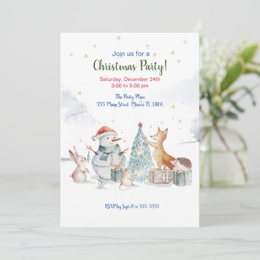 Party Einladung der Waldwasserfarbe (Stehend Vorderseite)