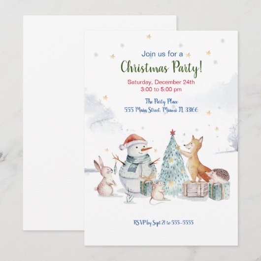 Party Einladung der Waldwasserfarbe (Vorne/Hinten)