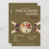Party Einladung der Weinverkostung und der Käsesor (Vorne/Hinten)