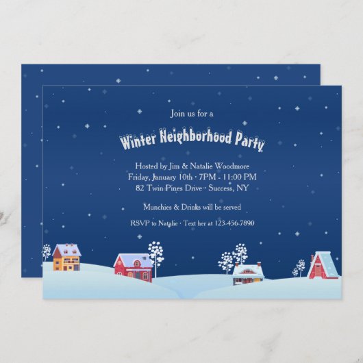Party Einladung der Winternachbarschaft (Vorne/Hinten)