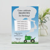 Party Einladung der Zugmaschine: Green Traktor, fü (Stehend Vorderseite)