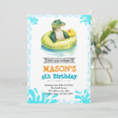 Party Einladung des Alligatorpools (Stehend Vorderseite)