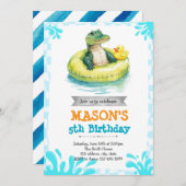 Party Einladung des Alligatorpools (Vorne/Hinten)