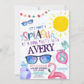 Party Einladung des Aquarellpools (Vorderseite)