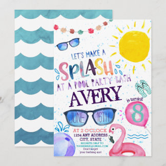 Party Einladung des Aquarellpools