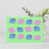 Party Einladung des Babygeschlechts, Elefanten (Stehend Vorderseite)