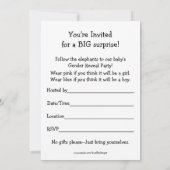 Party Einladung des Babygeschlechts, Elefanten (Rückseite)