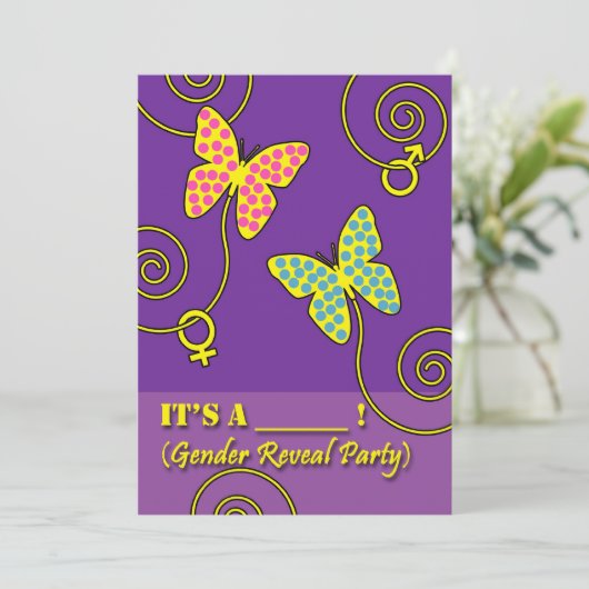 Party Einladung des Babygeschlechts, Schmetterling (Stehend Vorderseite)