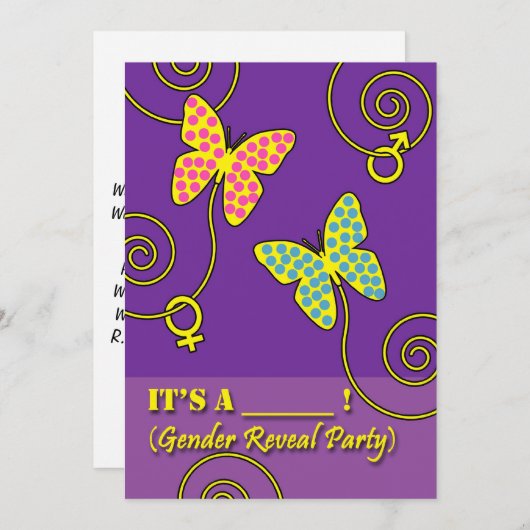 Party Einladung des Babygeschlechts, Schmetterling (Vorne/Hinten)