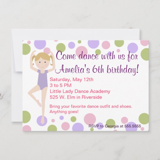 Party Einladung des Balletts (Vorderseite)