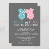 Party Einladung des Blauen oder rosa Geschlechts (Vorne/Hinten)