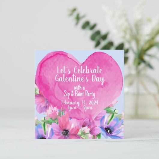 Party Einladung des Blumenherzes Galentine (Stehend Vorderseite)