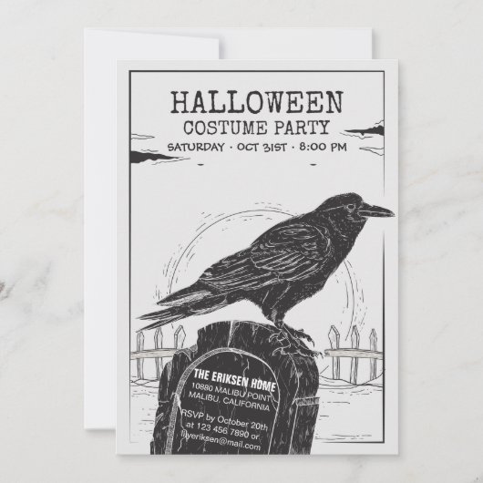 Party Einladung des Crow Halloween-Kostüms (Vorderseite)