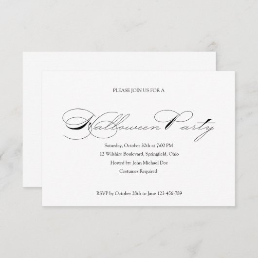 Party Einladung des einfachen Halloween-Balls (Vorne/Hinten)