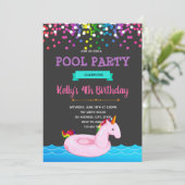 Party Einladung des Einhornpools (Stehend Vorderseite)