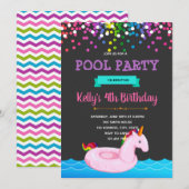 Party Einladung des Einhornpools (Vorne/Hinten)