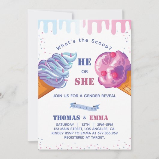 Party Einladung des Eis-Geschlechts (Vorderseite)