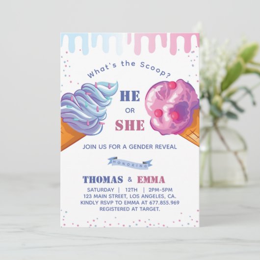 Party Einladung des Eis-Geschlechts (Stehend Vorderseite)