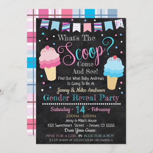 Party Einladung des Eis-Geschlechts (Vorne/Hinten)