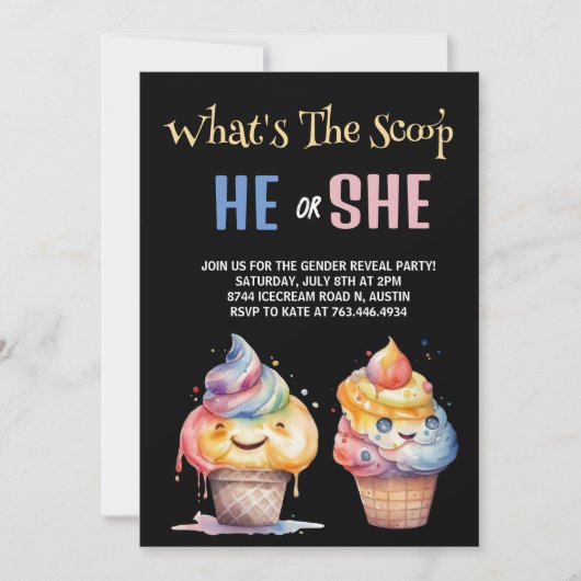 Party Einladung des Eis-Geschlechts (Vorderseite)