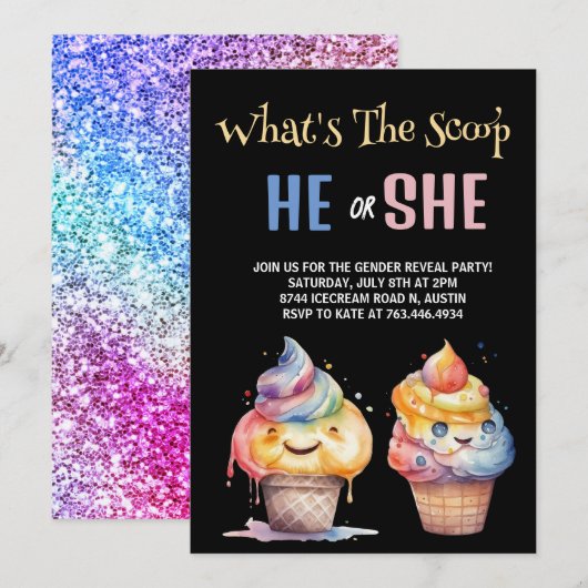 Party Einladung des Eis-Geschlechts (Vorne/Hinten)