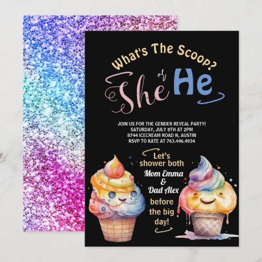 Party Einladung des Eis-Geschlechts (Vorne/Hinten)