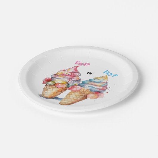 Party Einladung des Eis-Geschlechts Pappteller (Schrägansicht)